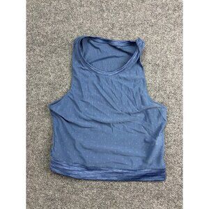 Zyia Active Tank Top Womens Medium Blue Cropped Mesh Lightweight Athletic Gym